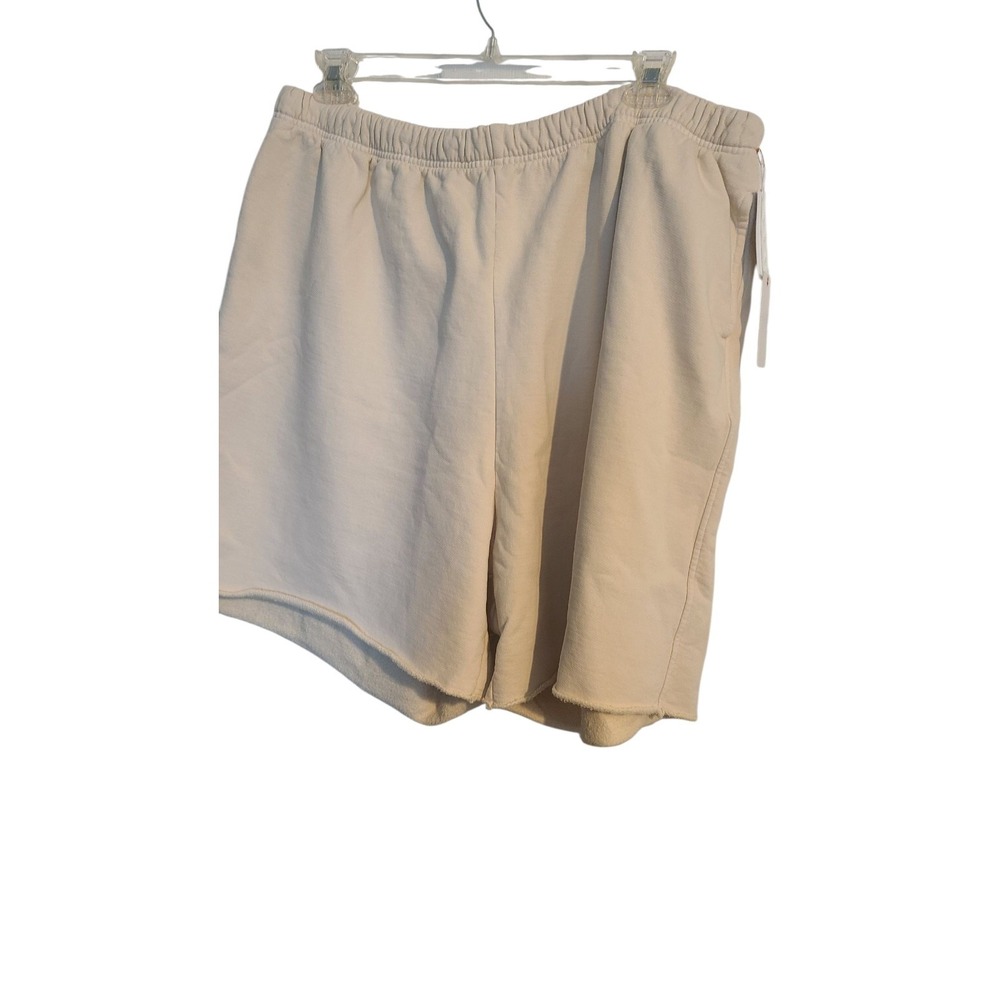 NWT Good American Boyfriend Sweatshorts Sz 6 (3X)‎ Bone Elastic Drawstring Waist